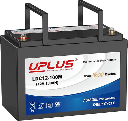 UPLUS 12V 100Ah Deep Cycle Battery, LDC12-100M Maintenance Free BCI Group 27 by UPLUSNEWTECHNOLOGYBATTERY