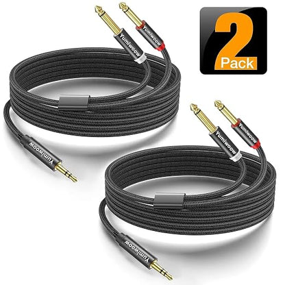 2Pack 16Ft 3.5mm TRS to Dual 6.35mm Stereo Cable 1/8 TRS to Dual 6.35mm 1/4 TS - Image 2