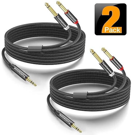 2Pack 16Ft 3.5mm TRS to Dual 6.35mm Stereo Cable 1/8 TRS to Dual 6.35mm 1/4 TS - Image 2