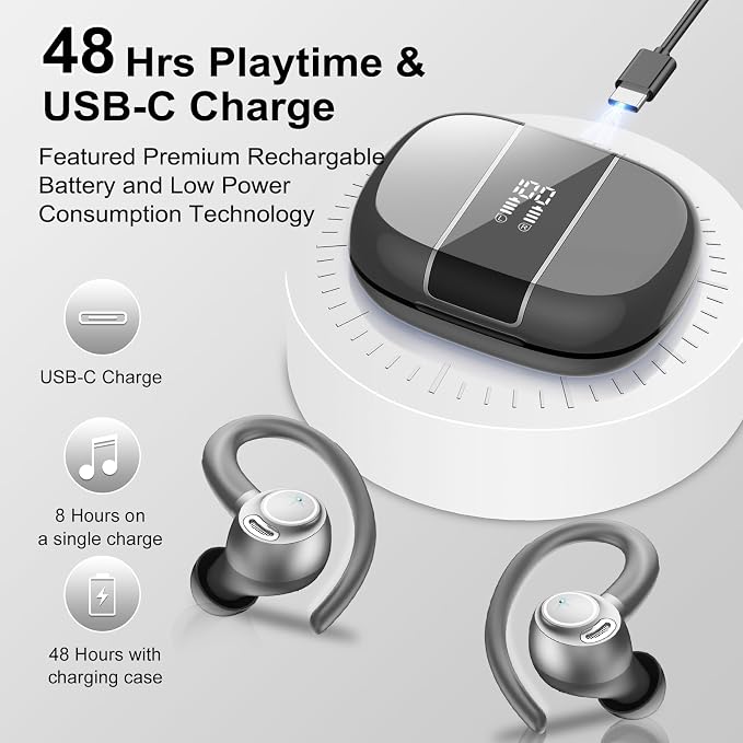Wireless Earbuds Bluetooth 5.3 Headphones Sports, 48Hrs Playtime Bluetooth - Image 4