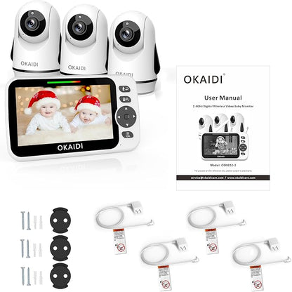 OKAIDI Video Baby Monitor with 3 Cameras, 30H Battery and 1000ft Range - Image 8