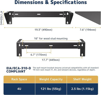 4U Vertical Wall Mount Rack - Image 4