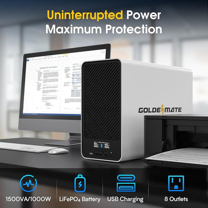 1500VA/1000W Lithium UPS Battery Backup and Surge Protector, Backup Battery - Image 2