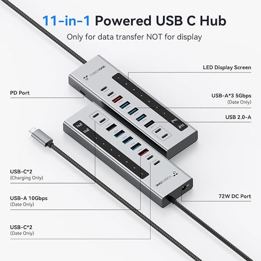 TobenONE Powered USB C Hub, 11-in-1 10Gbps USB C Splitter - Image 2
