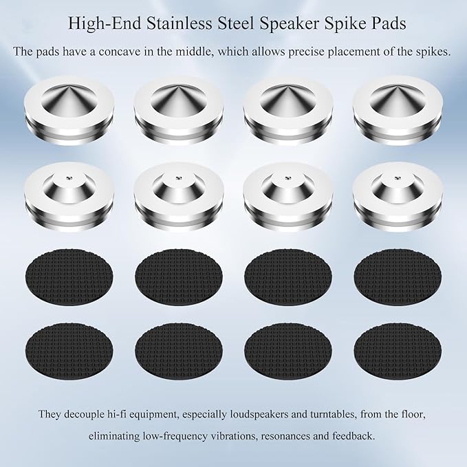 Audiocrast 4X HiFi Speaker Spikes, Isolation Stand Feet Pad, Stainless Steel - Image 5
