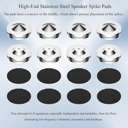 Audiocrast 4X HiFi Speaker Spikes, Isolation Stand Feet Pad, Stainless Steel - Image 5