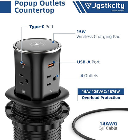 Jgstkcity Pop Up Outlet for Countertop 3.15-inch Desk Wire Hole Insert - Image 6