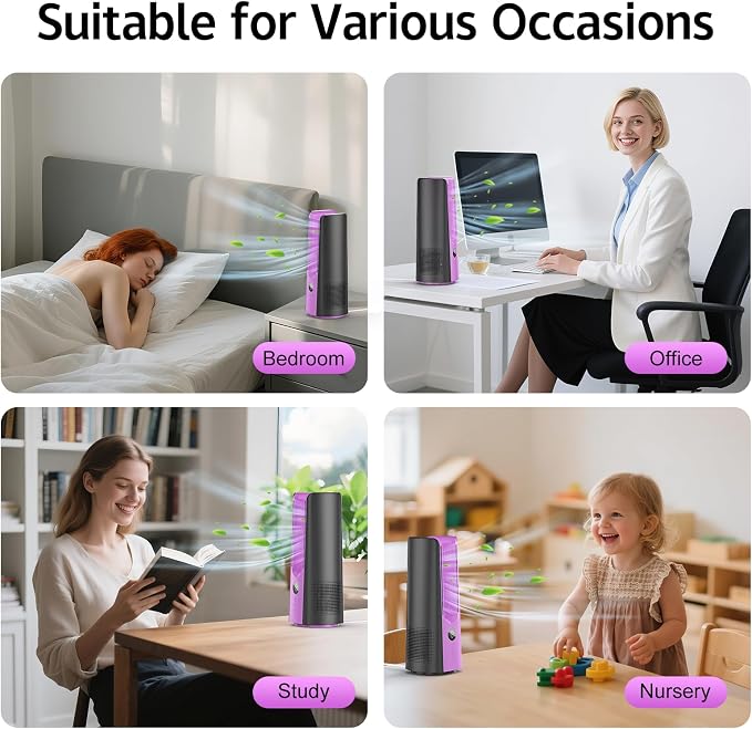 Desk Fan, 13 Inch Portable Bladeless Fan, Small Quiet Table Fan - Image 9