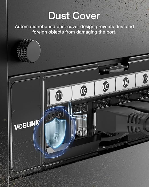 VCELINK RJ45 Cat 6 Keystone Jacks 25-Pack, Dust-Proof Keystone Jacks, 90-Degree - Image 2