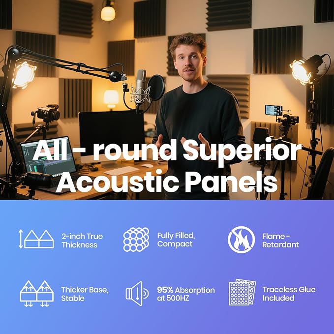 Focusound White Acoustic Panels 50 Pack 2"x12"x12" - Image 6