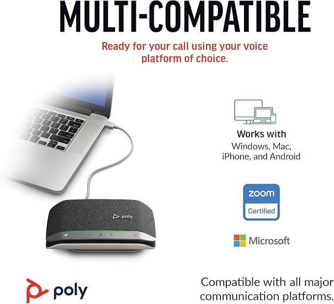 Poly Sync 20 USB-C Personal Portable Smart Speakerphone – Noise/Echo Reduction - Image 7