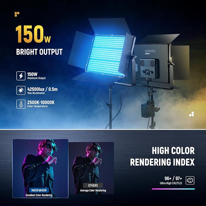 NEEWER 150W RGB LED Panel Video Light Kit - Image 3