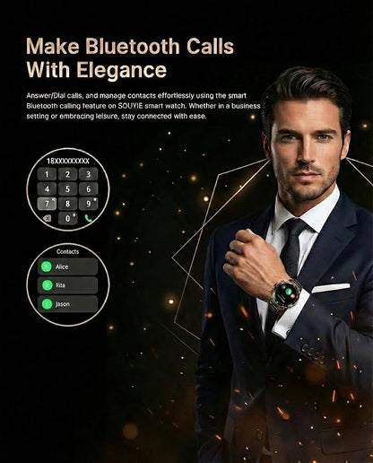 SOUYIE Men's Smart Watch with Bluetooth Call, 1.43" AMOLED Round Dial, Luxury - Image 2