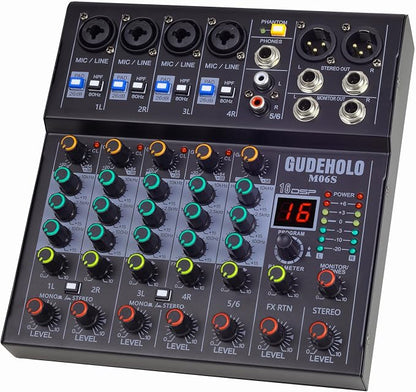 6-Channel Professional DJ Audio Mixer, DJ Controller Sound Mixer DSP 16 Preset - Image 7