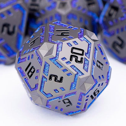 Metal DND Sci-fi Dice Set 7PCS Stripe Polyhedral Dice by OGCOPHEN
