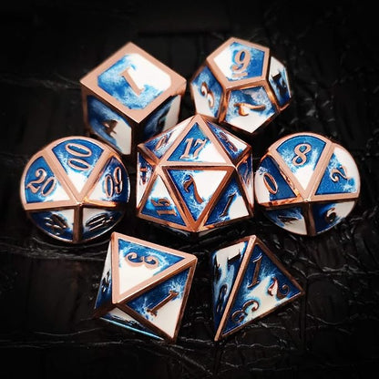 Haxtec Metal DND Dice Set Copper Blue White D&D Dice - Image 7