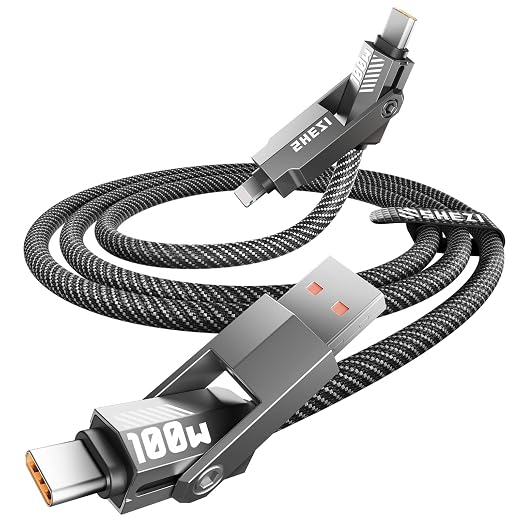 SHEZI Nylon Braided 4 in 1 USB C Cable 100W 5FT Compatible by SHEZI