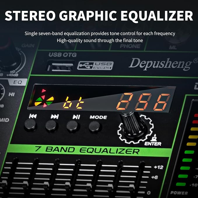 Depusheng MX12 12 Channel Sound Mixer Audio Mixing Console 48V 256DSP - Image 9