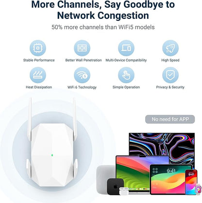 2026 AX3000 WiFi 6 Extender Signal Booster, Dual Band Long Range WiFi Repeater - Image 2
