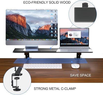 suptek Clamp-on 32 Inch Dual Monitor Desk Mount Riser Shelf Computer Stands - Image 4
