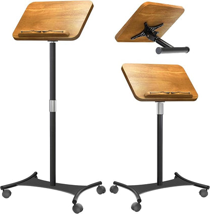 NAMON Rolling 2-in-1 Dual-use Floor & Desktop Book Stand, 100% Solid Wood by NAMON