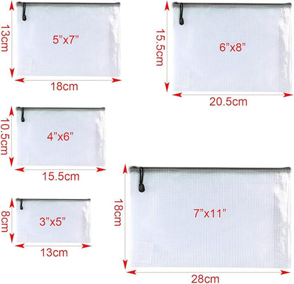 Oaimyy-20 PCS-Mesh Zipper Pouch, Plastic Zip File Folders Puzzle Bags Large - Image 3