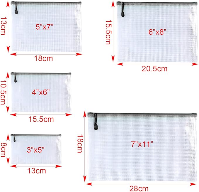 OAIMYY-20 PCS-6"x 8"-Mesh Zipper Pouch, Plastic Zip File Folders Puzzle Bags - Image 3