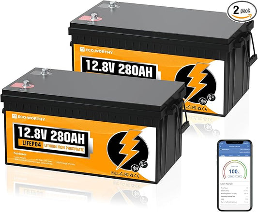 ECO-WORTHY 12V 280Ah 2 Pack LiFePO4 Lithium Battery by ECO-WORTHY