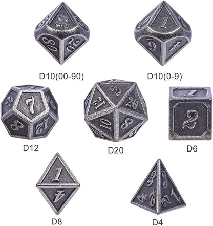 DnDnD Acient Silver Metal DND Dice Set, Pathfinder, Savage World and Table Games - Image 7