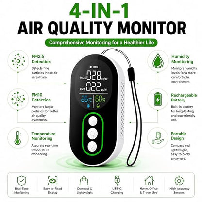 Protmex PM2.5 & PM10 Air Quality Monitor, Portable Indoor Air Quality Detector - Image 3