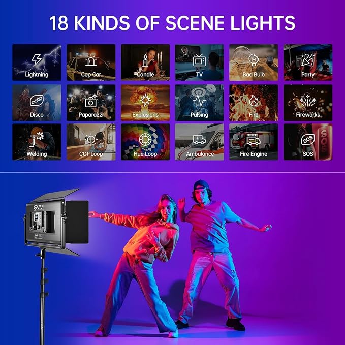 GVM 1500D RGB LED Video Light, 75W Video Lighting Kit - Image 3