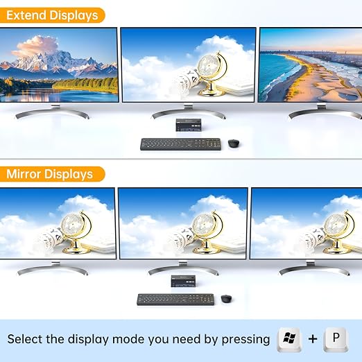 HDMI Displayport KVM Switch 3 Monitors 2 Computers 8K@60Hz 4K@144Hz, 3 Monitor - Image 7