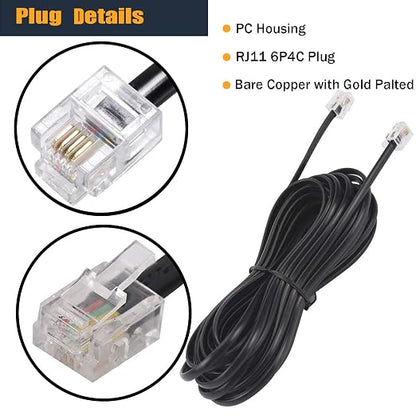 15FT Telephone Extension Cord Cable, Landline Phone Line Wire - Image 2