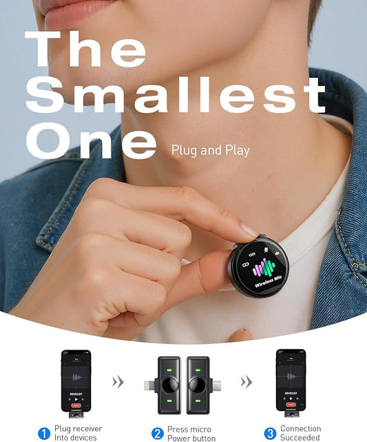 Wireless Lavalier Microphone for iPhone: 2PCS Mini Wireless Microphones for - Image 2