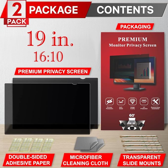 19 Inch Privacy Screen Filter for Widescreen 16:10 Monitor | Privacy Shield | - Image 4