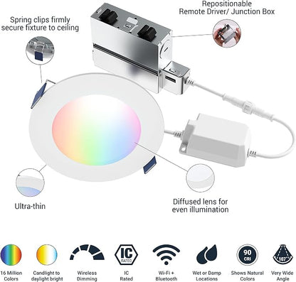 HALO 4” Smart Wi-Fi Slim Canless Recessed LED Downlight Powered by WiZ Pro - Image 2