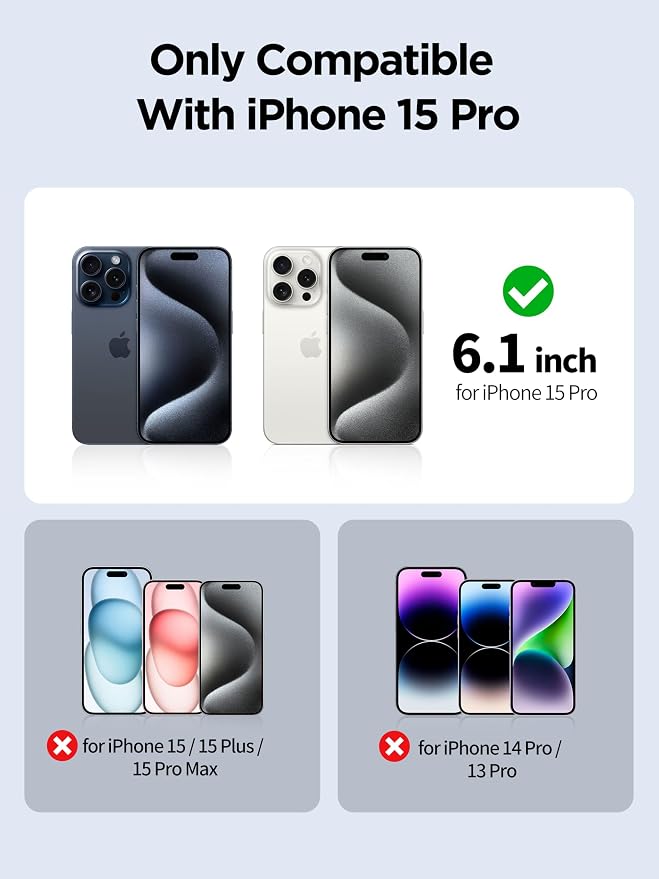 Compatible for iPhone 15 Pro Privacy Screen Protector Tempered Glass 6.1 Inch - Image 2