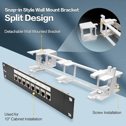 8 Port Patch Panel CAT7 Keystone Coupler Shielded Wall Mount 10inch - Image 3