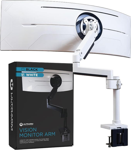 Heavy Duty Monitor Arm for Ultrawide Monitors up to 57" and 44 lbs, Single Desk by ULTRARM