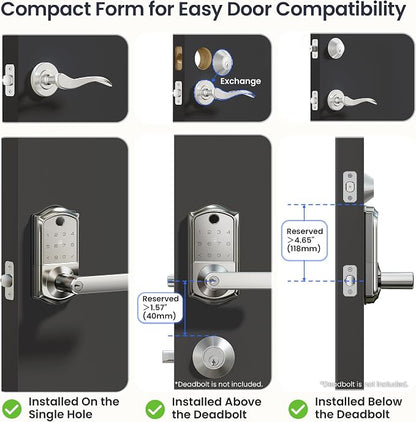 Veise VE019 Fingerprint Smart Lever Lock, App Control, Keyless Entry Door Lock - Image 8