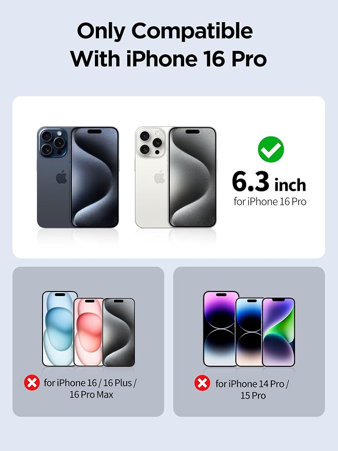 Compatible for iPhone 16 Pro Privacy Screen Protector Tempered Glass 6.3 Inch - Image 2