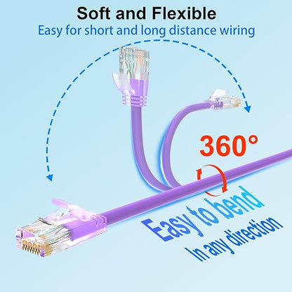 Cat 6 Patch Cables 0.5 feet, Slim Cat6a Ethernet Patch Cable 10Gbps 550Mhz - Image 4