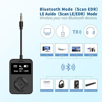 eppfun Bluetooth Auracast Transmitter, AptX Lossless, AptX HD, USBC/3.5mm Aux - Image 3