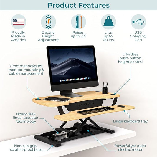 VERSADESK Electric Standing Desk Converter, 36 Inch PowerPro™ Height Adjustable - Image 2