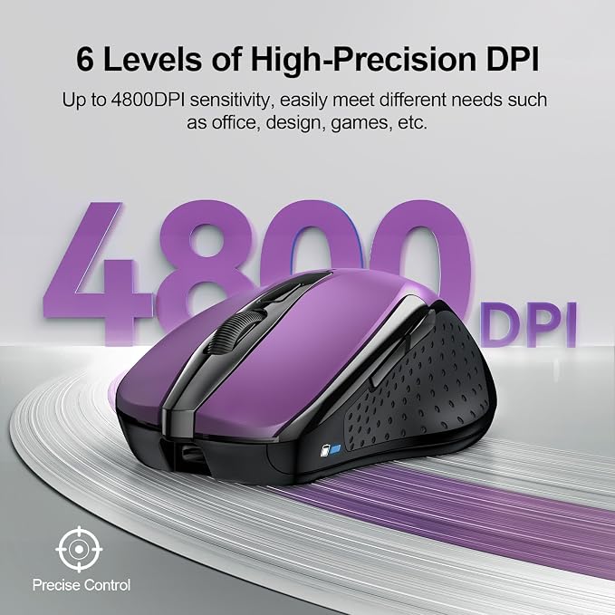 TECKNET Wireless Mouse Rechargeable 4800 DPI Silent USB A & Bluetooth Mouse 6 - Image 5