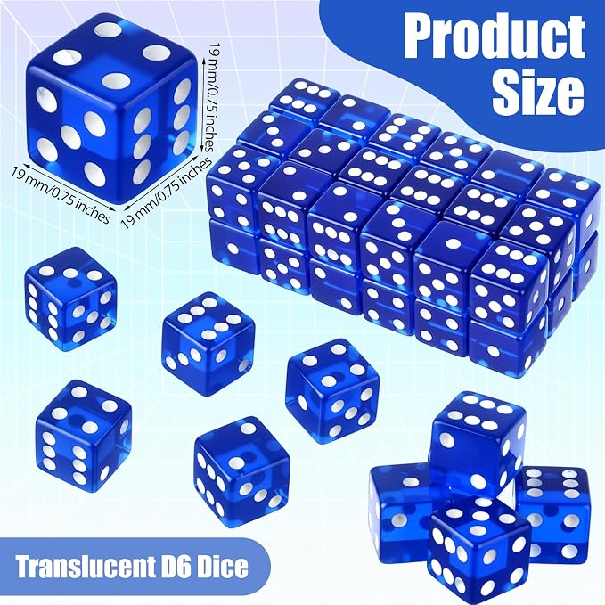 36 Piece 19 mm Casino Style Craps Dice Sets Acrylic and Translucent D6 Dice - Image 4