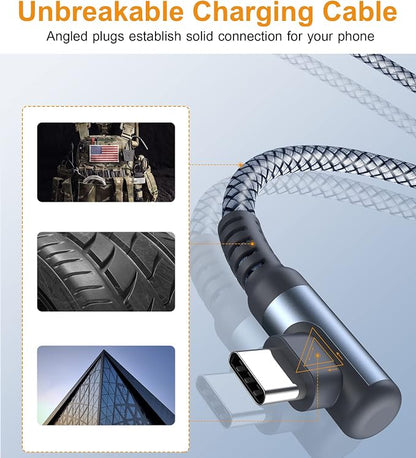 USB Type C Cable Right Angle, USB Type C iPhone 16 Charger Cable Nylon Braided - Image 5