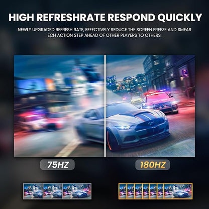 CRUA 24” Curved Gaming Monitor, 180Hz/144Hz FHD 1080P, Support 120% sRGB - Image 5