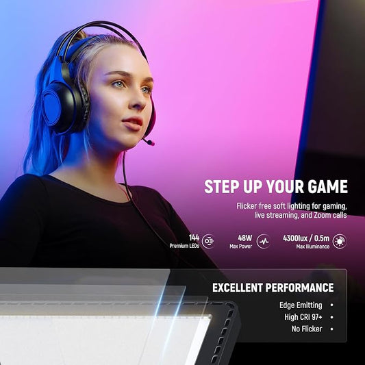 NEEWER GL1C RGB 15.5" Key Light, 48W Edge Lit Soft LED Video Panel Streaming - Image 2