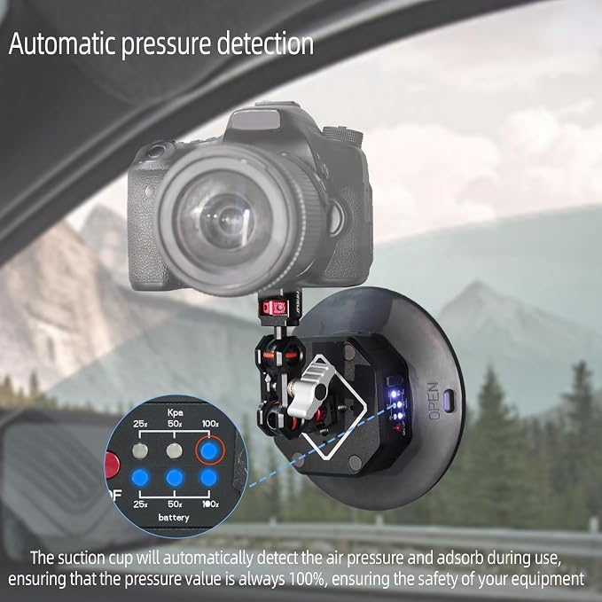 FIFIELD 6in Electric Auto Pump Suction Cup Camera Mount - Image 2